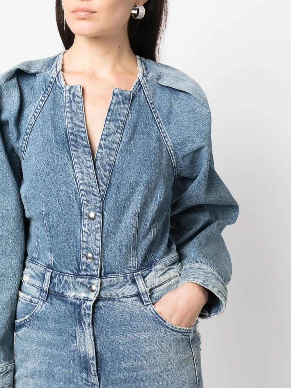 IRO distressed finish Denim Jumpsuit Farfetch
