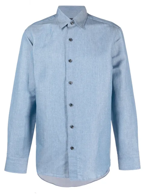 Brioni pointed-collar cotton-hemp shirt