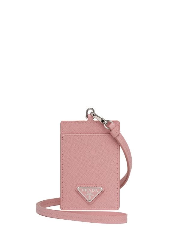 Prada Saffiano Leather Logo Badge Holder (Wallets and Small