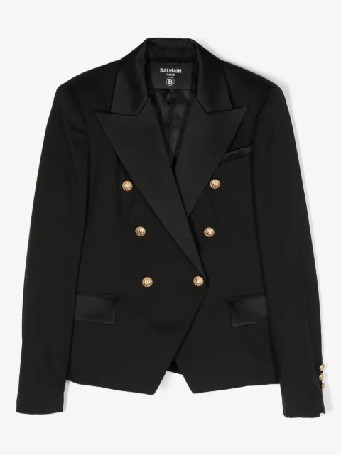 Balmain Kids blazer en laine vierge à boutonnière croisée