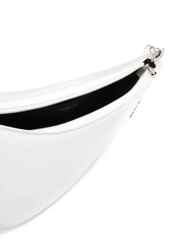 Mugler logo-plaque Shoulder Bag | White | FARFETCH