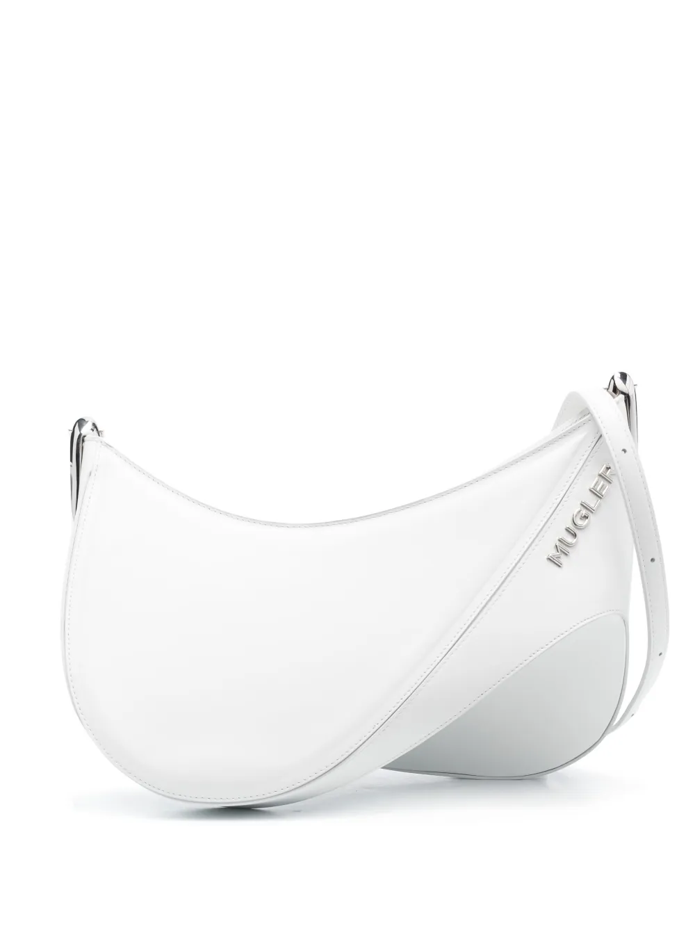 Shop Mugler Logo-plaque Shoulder Bag In White