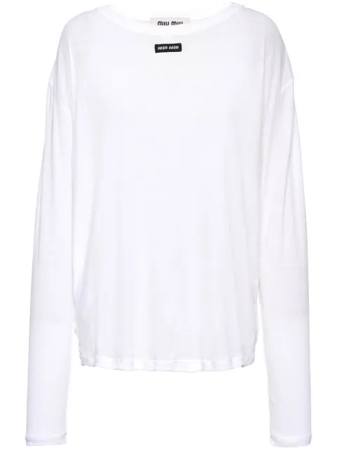 Miu Miu logo-patch long-sleeve T-shirt