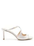 Jimmy Choo Anise 75mm metallic leather mules - Silver