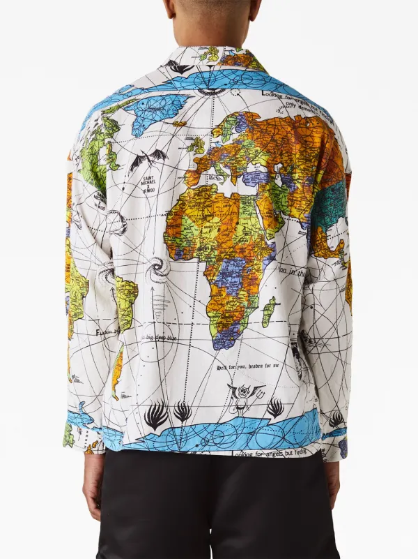 SAINT MXXXXXX World Map notched-collar Shirt | White | FARFETCH IN