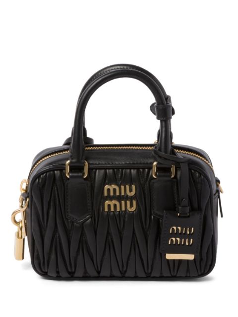 Miu Miu logo-plaque matelasse leather mini bag Women