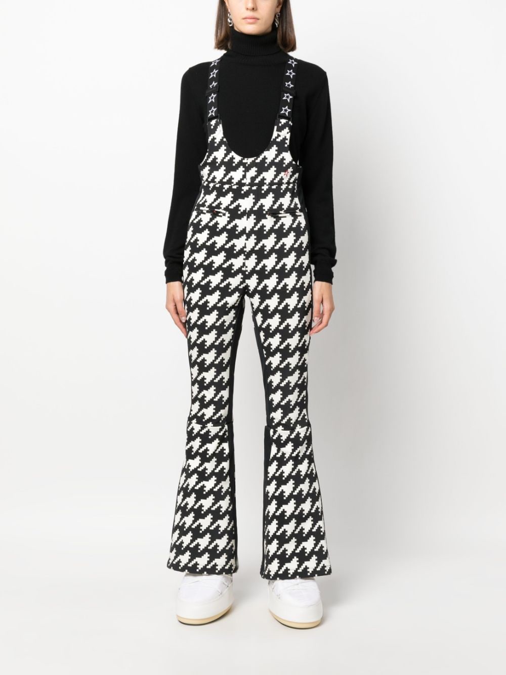 Shop Perfect Moment Isola Houndstooth Ski Salopettes In Black