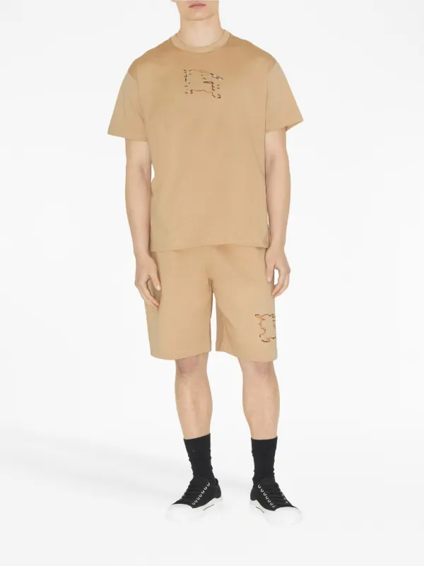 Tシャツ・カットソー BURBERRY LIGHT BEIGE T-SHIRT WITH EQUESTRIAN KNIGHT DESIGN Burberry Light Beige T-Shirt With Equestrian Knight Design