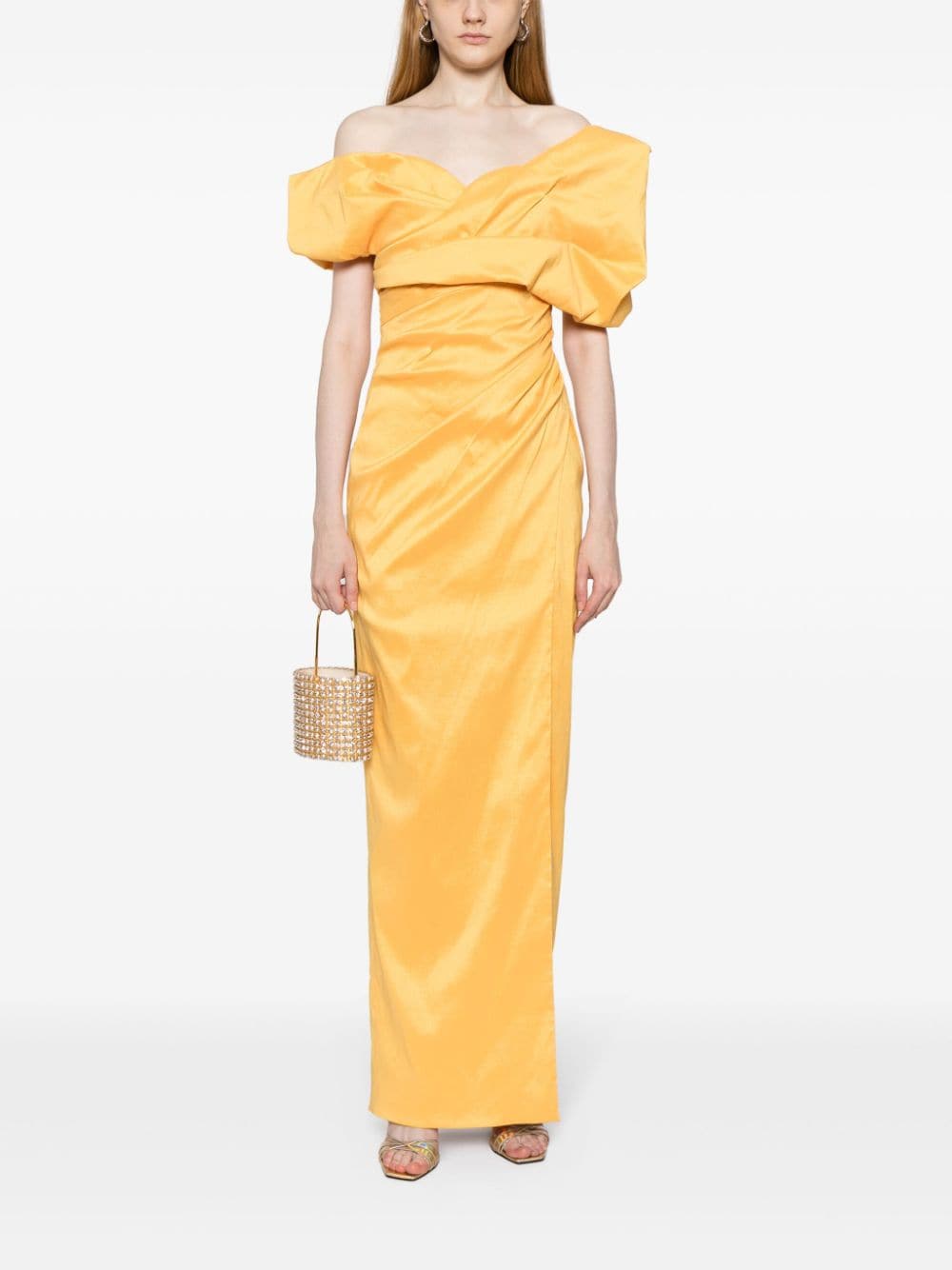Shop Rachel Gilbert Gia Off-shoulder Maxi Dress In Yellow