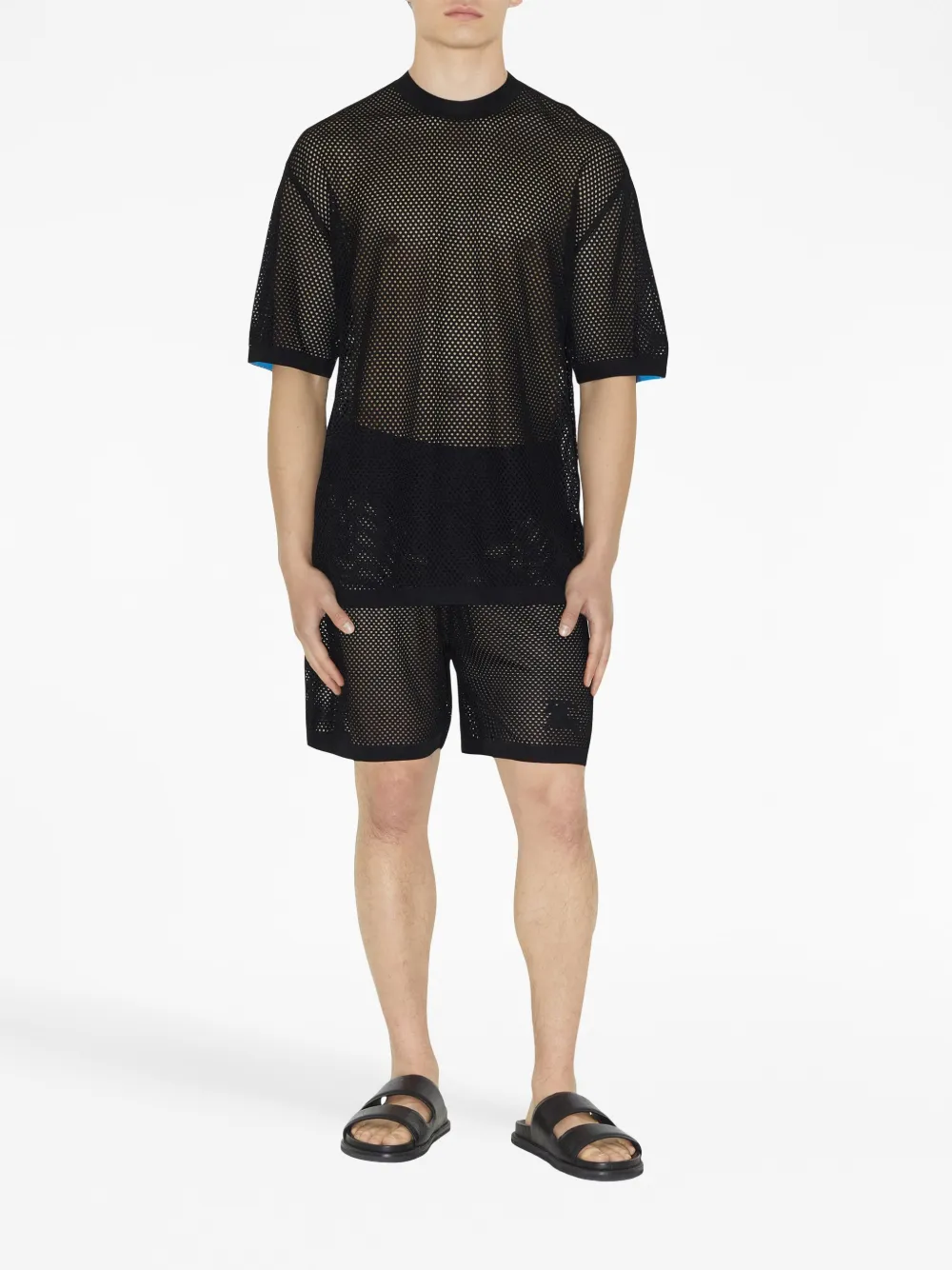 Burberry Equestrian Knight detail semi-sheer T-shirt - Zwart