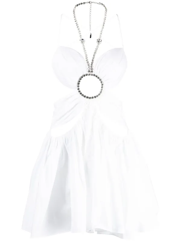 Area Cut-Out Crystal-embellished Minidress - White