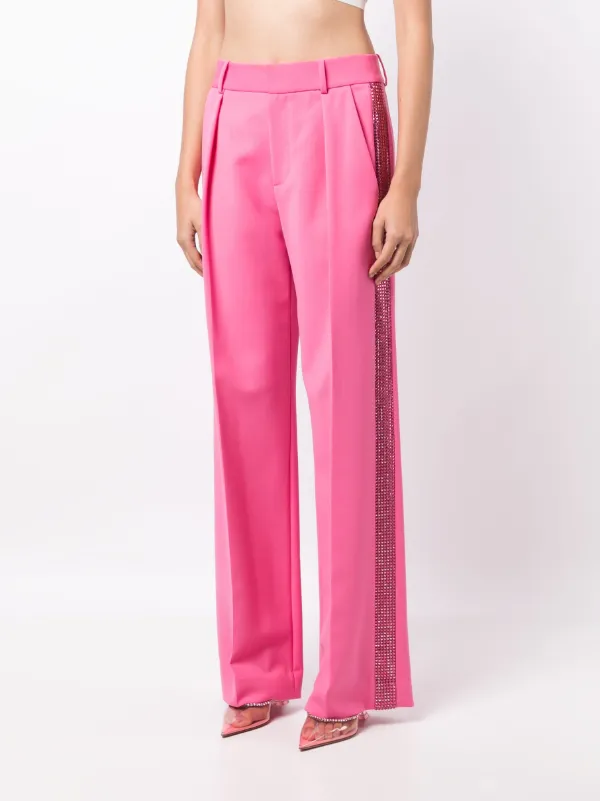 パンツ AREA 'Crystal Embellished' pants (2303P13171 CARMINEROSE) AREA crystal-embellished Palazzo Trousers | Pink | FARFETCH