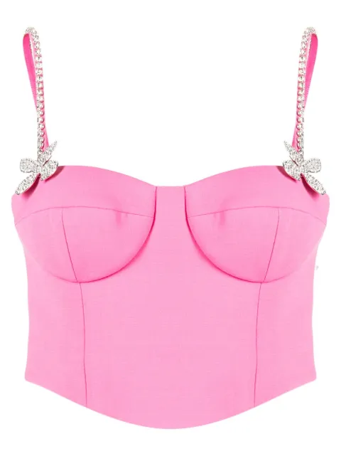 AREA butterfly-appliqué wool bustier top