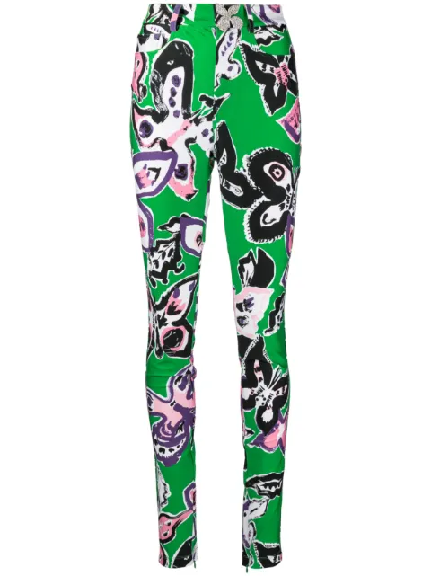 AREA butterfly-print skinny trousers
