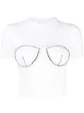 AREA crystal-embellished cropped T-shirt - White