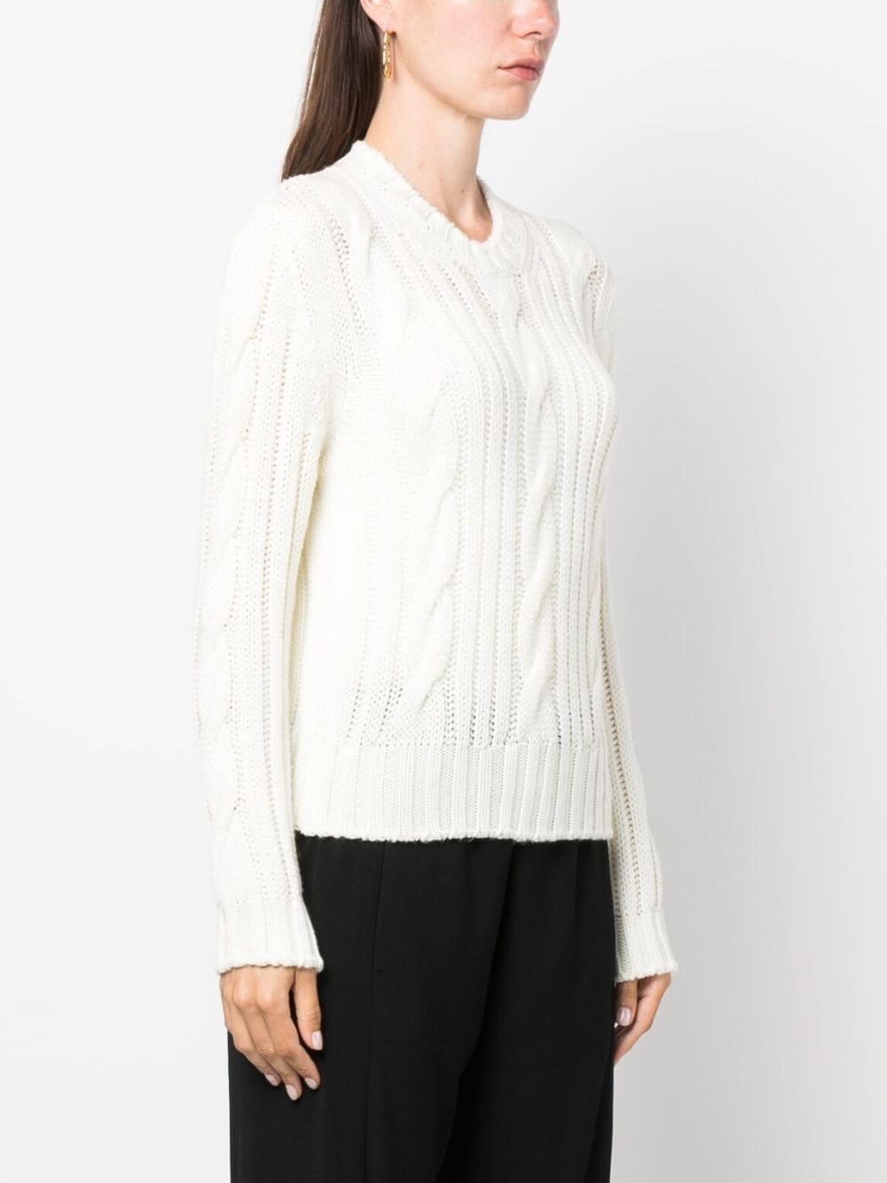 Shop Moncler Cable-knit Wool Jumper In White