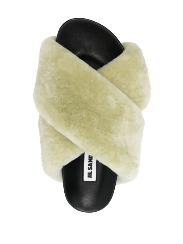 【関税&送料込】Jil Sander Shearling Sandal Jil Sander Shearling cross-over Sandals | Green | FARFETCH