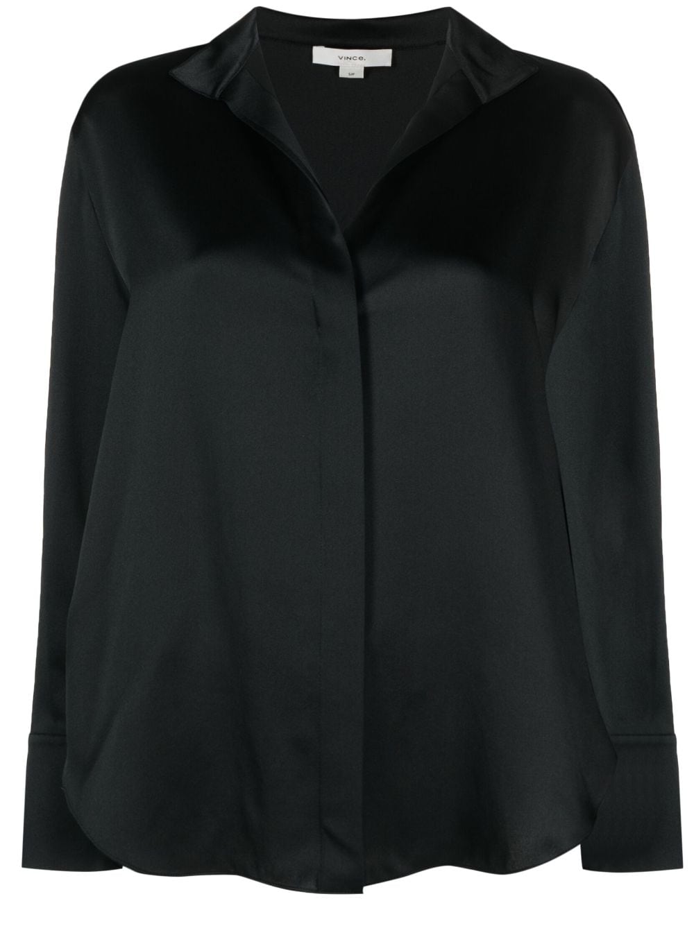 Vince Long-sleeved Silk Blouse In Black