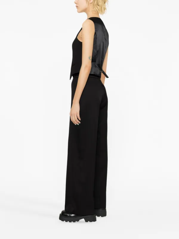 MM6 Maison Margiela Topstitched wide-leg Trousers | Black | FARFETCH