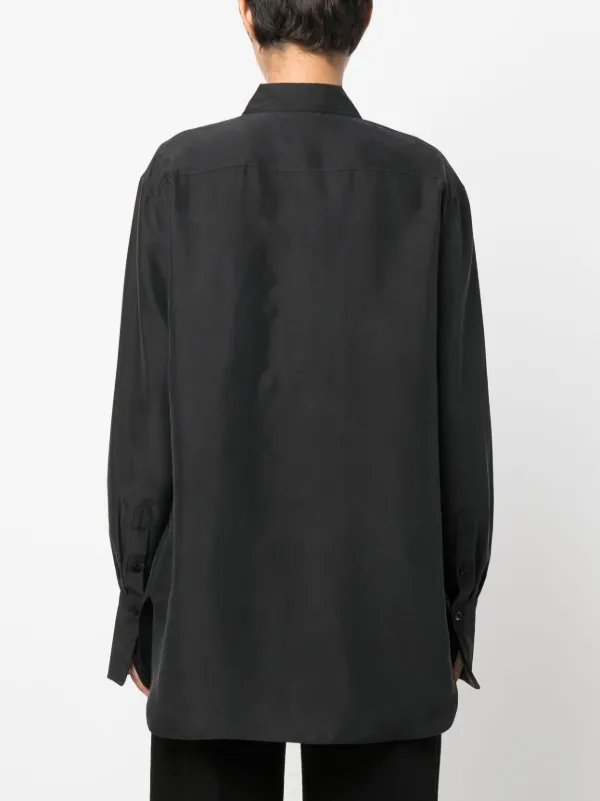 【関税込み】TOTEME ブラック シルク トップス TOTEME プリーツ シルクシャツ | ブラック | FARFETCH JP