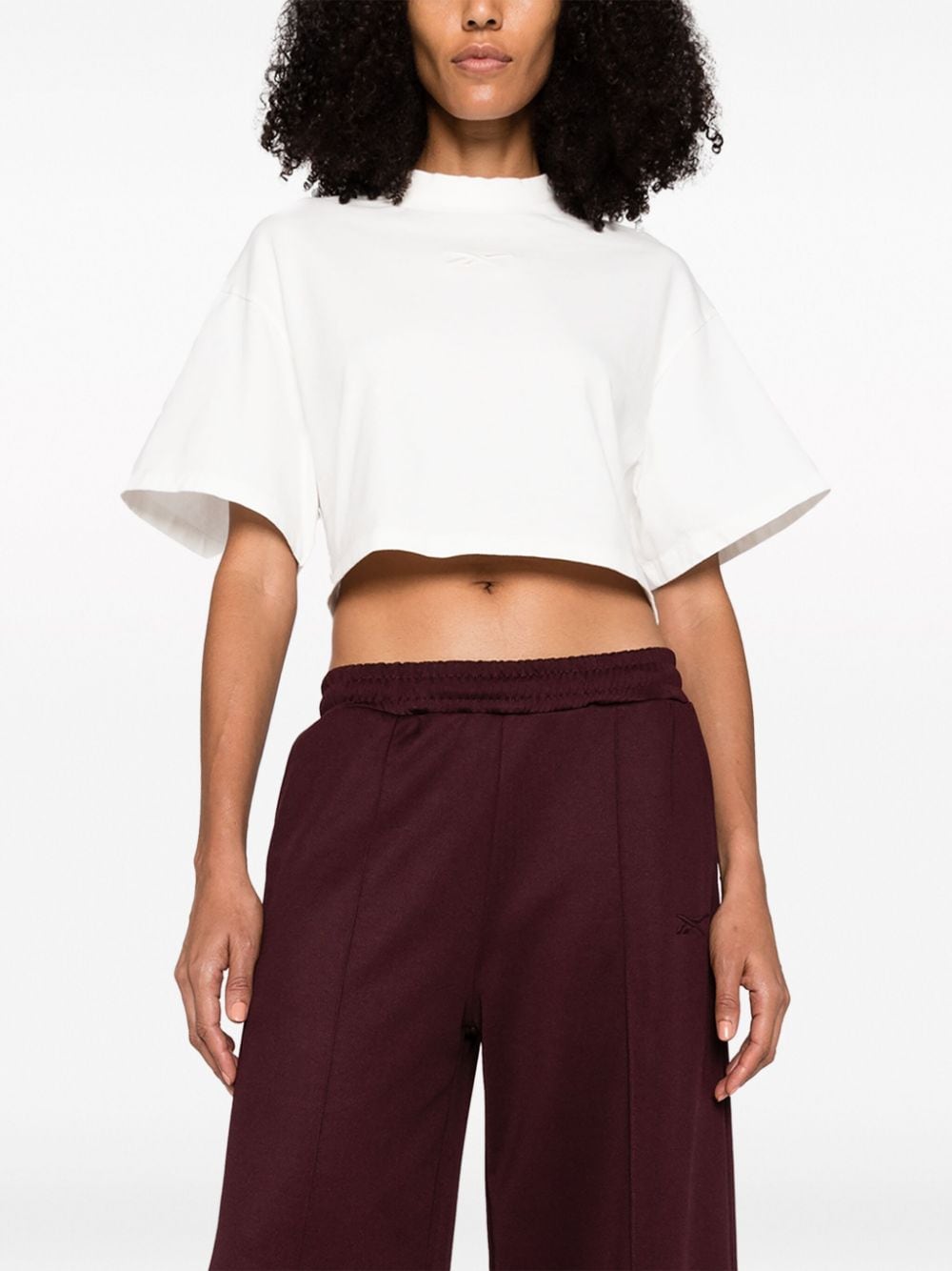 Shop Reebok Ltd Vector Cropped Cotton T-shirt In White