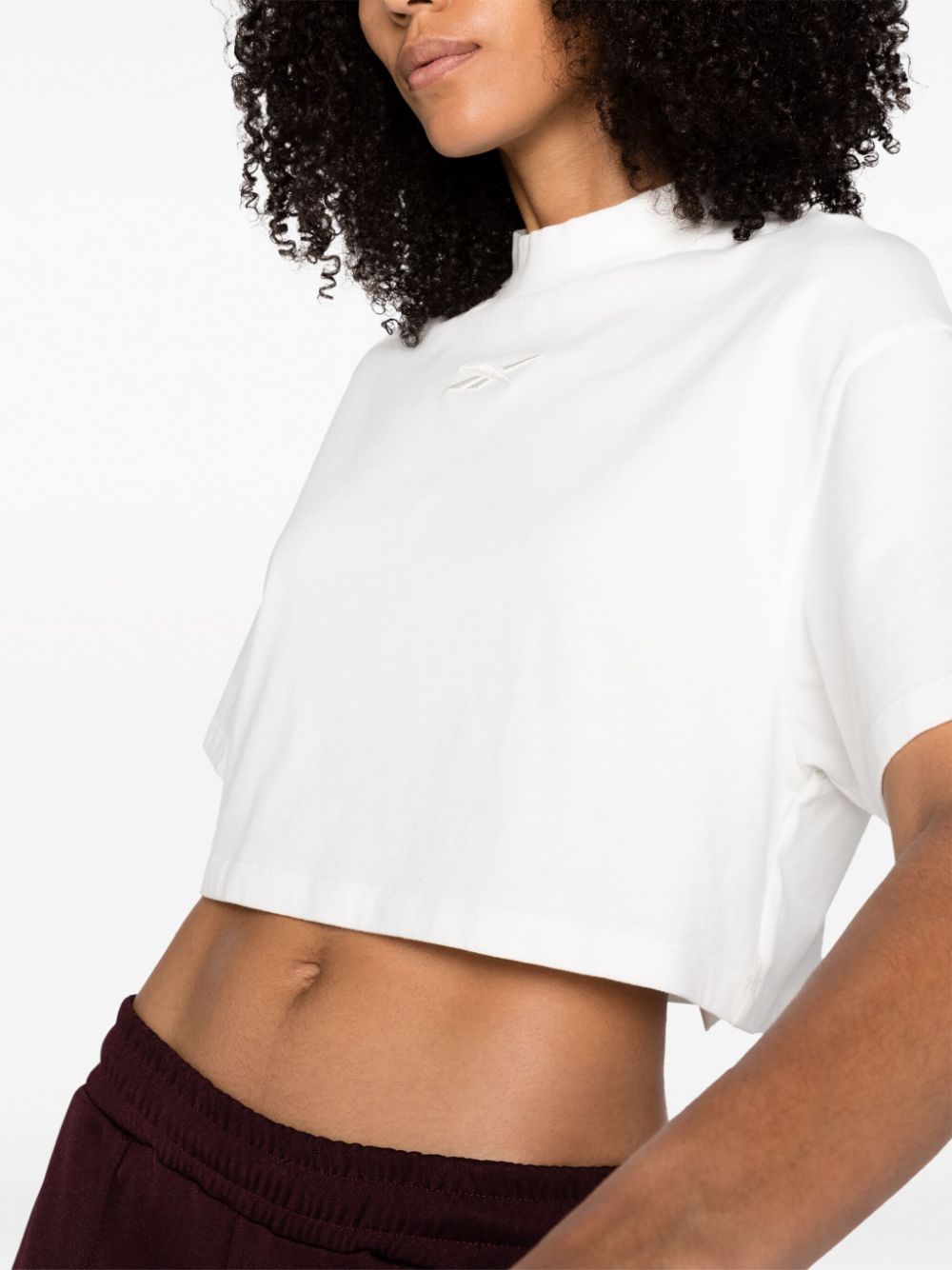 Shop Reebok Ltd Vector Cropped Cotton T-shirt In White