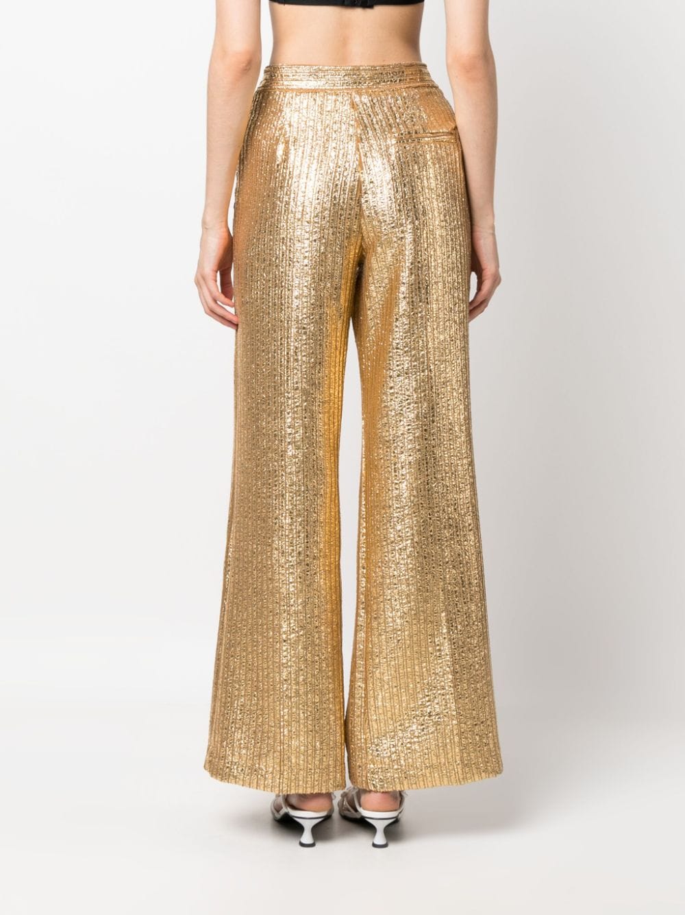 Shop Forte Forte Metallic Straight-leg Trousers In Gold