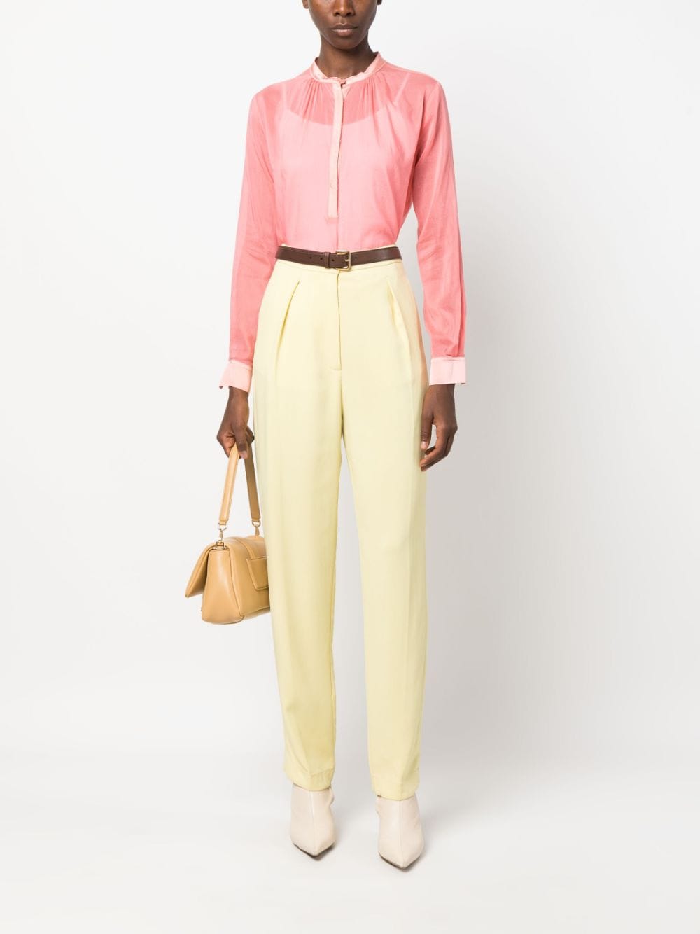 Shop Forte Forte Straight-leg Tailored Trousers In Yellow