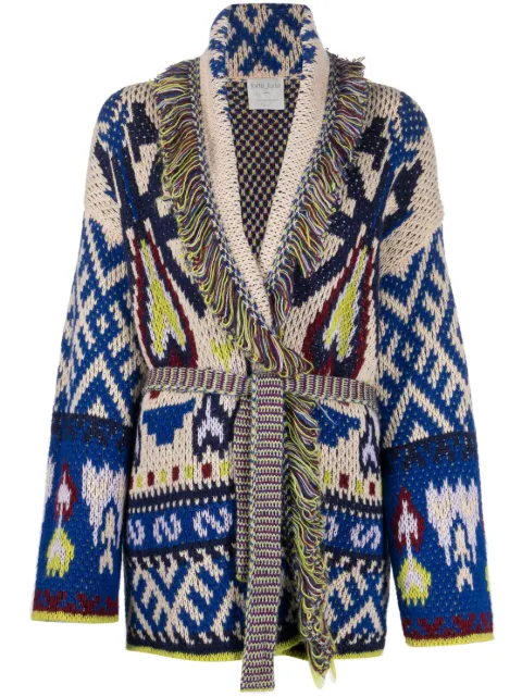 Forte Forte patterned-intarsia belted cardi-coat