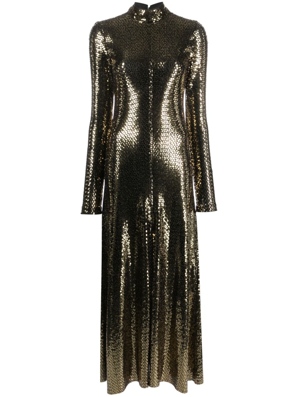 stud-embellished metallic long dress