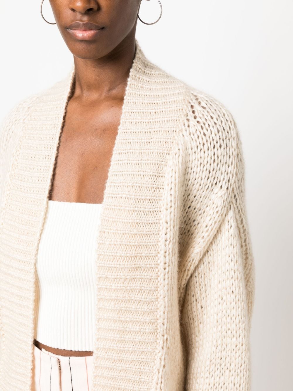 Shop Forte Forte V-neck Chunky-knit Cardigan In Neutrals