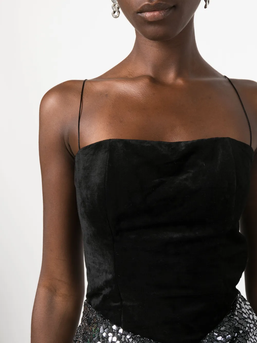 Forte Forte Square-neck Cotton-blend Tank Top In Black