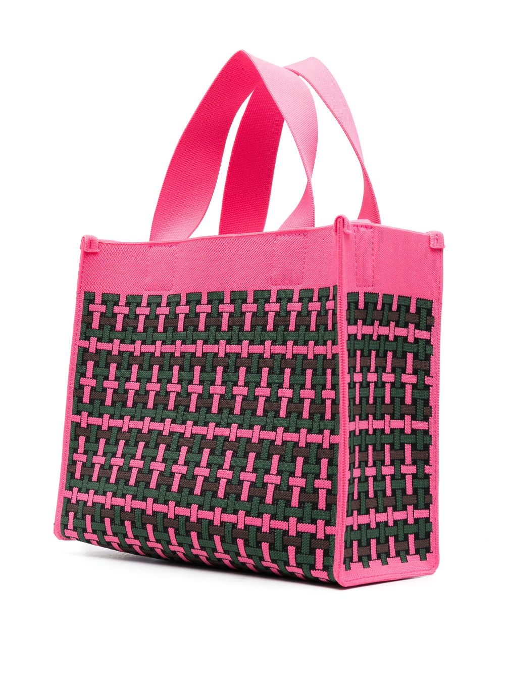 Marni logo-patch knitted tote bag - Roze
