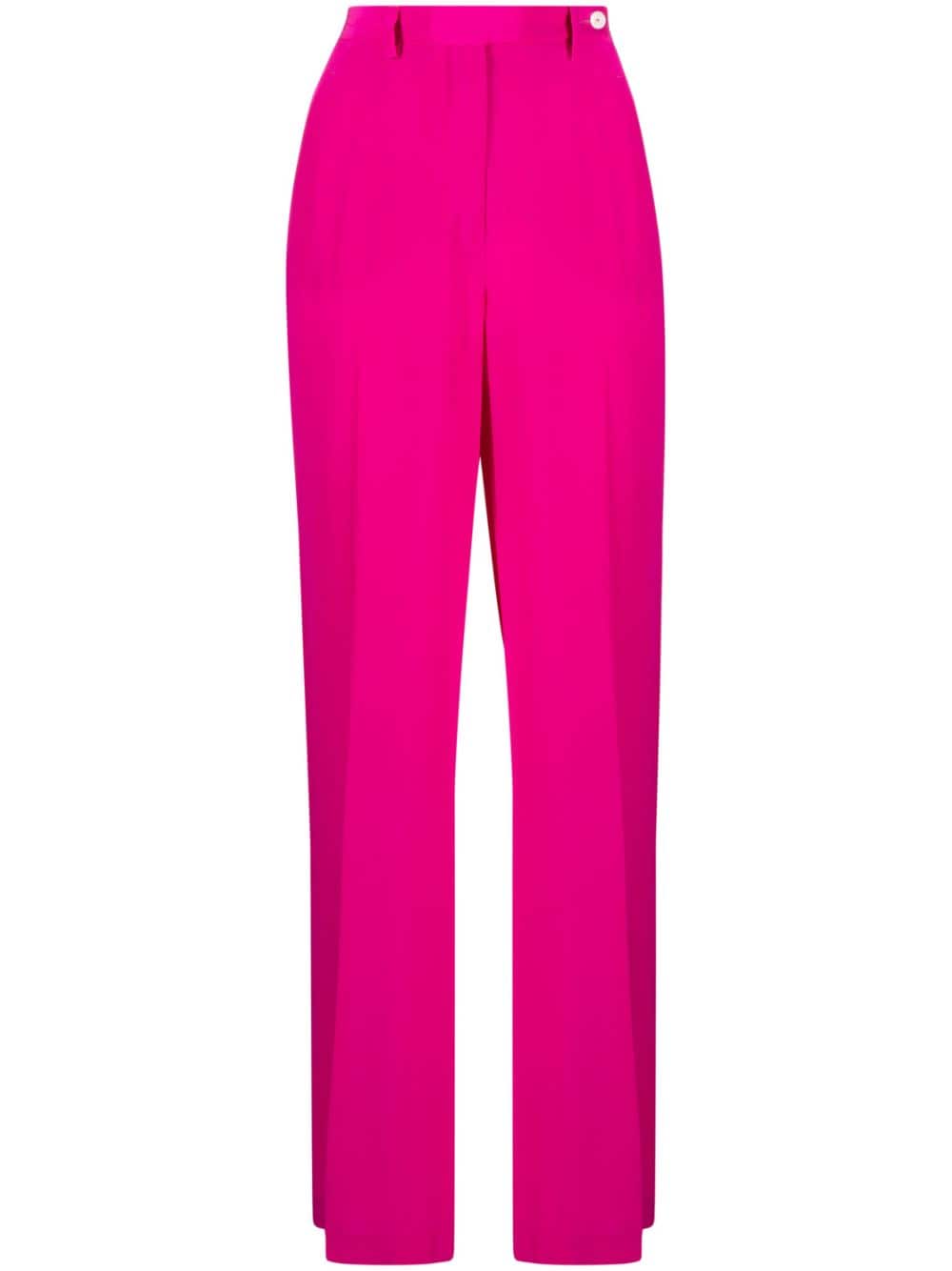pressed-crease silk tailored trousers
