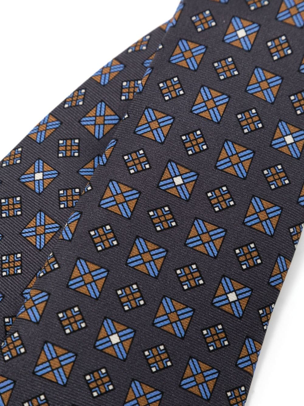 Kiton geometric-print silk tie - Grijs