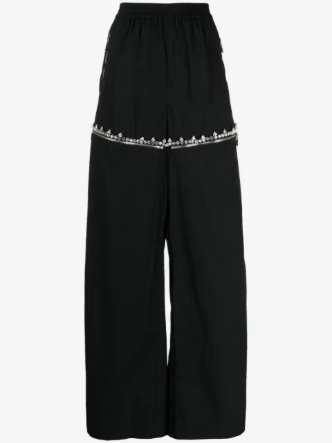 AREA crystal-embellished wide-leg trousers