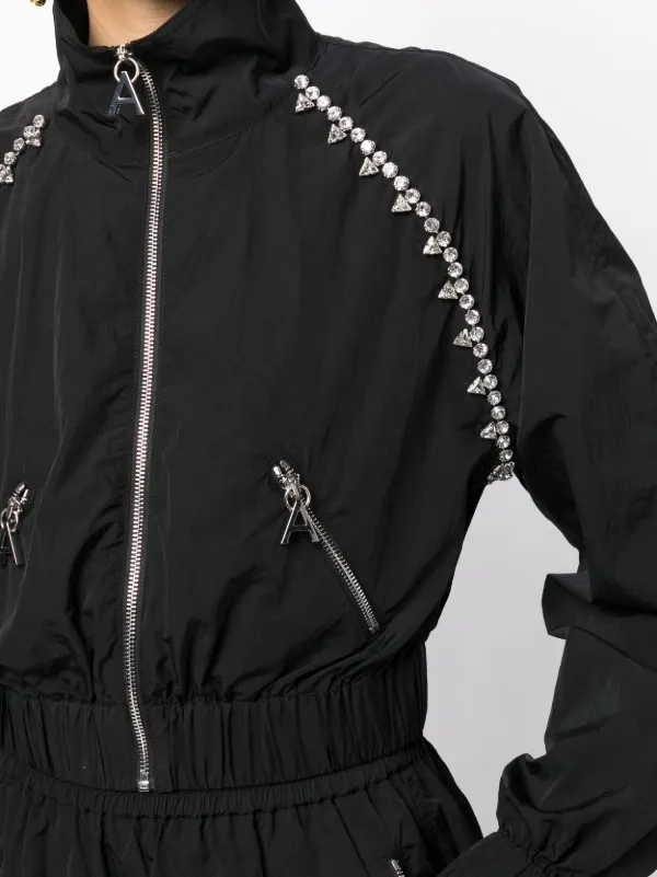 AREA crystal-embellished zip-up Jacket | Black | FARFETCH CA