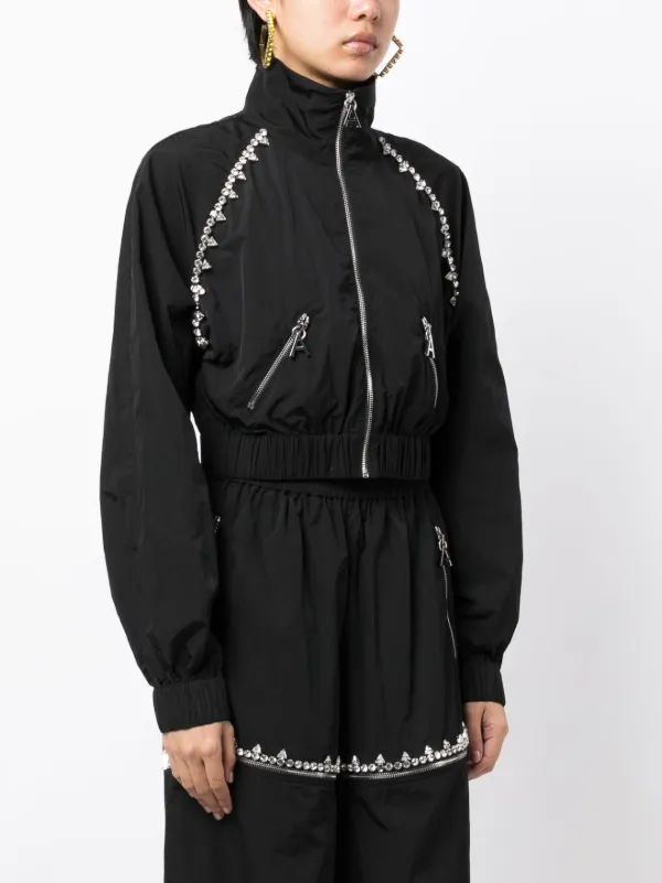 AREA crystal-embellished zip-up Jacket | Black | FARFETCH CA