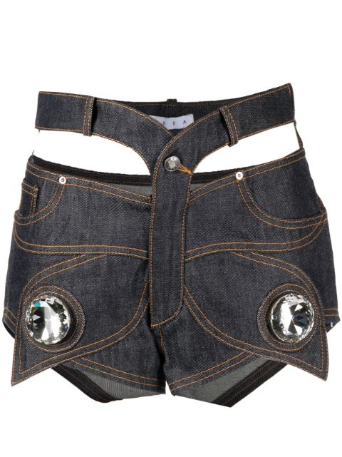 AREA - Butterfly cut-out denim shorts