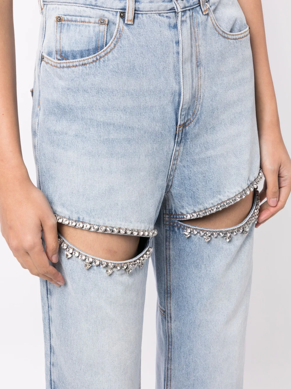 AREA crystal-embellished straight-leg Jeans - Farfetch