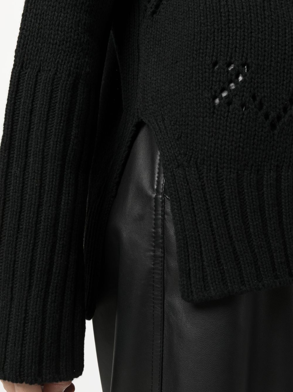 Shop Zadig & Voltaire Funnel-neck Intarsia-knit Jumper In Black