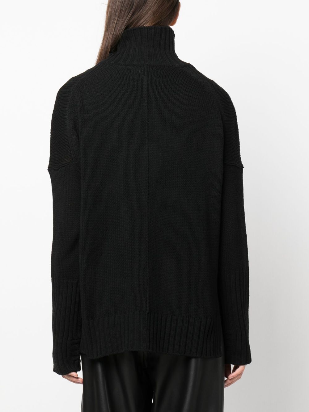 Shop Zadig & Voltaire Funnel-neck Intarsia-knit Jumper In Black