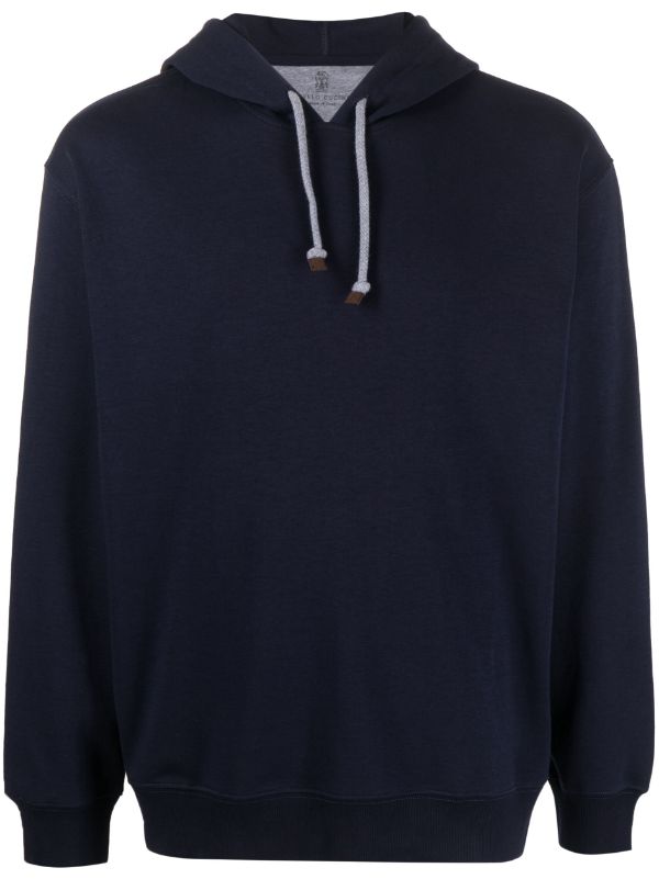 Brunello Cucinelli Cotton-jersey Zip-Up Sweatshirt - Men - Navy Sweats - S