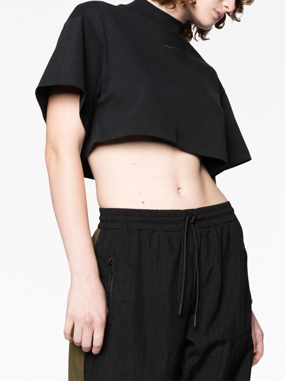 Shop Reebok Special Items Vector Cropped Cotton T-shirt In Black