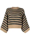 Brunello Cucinelli striped crochet wool-blend jumper - Neutrals