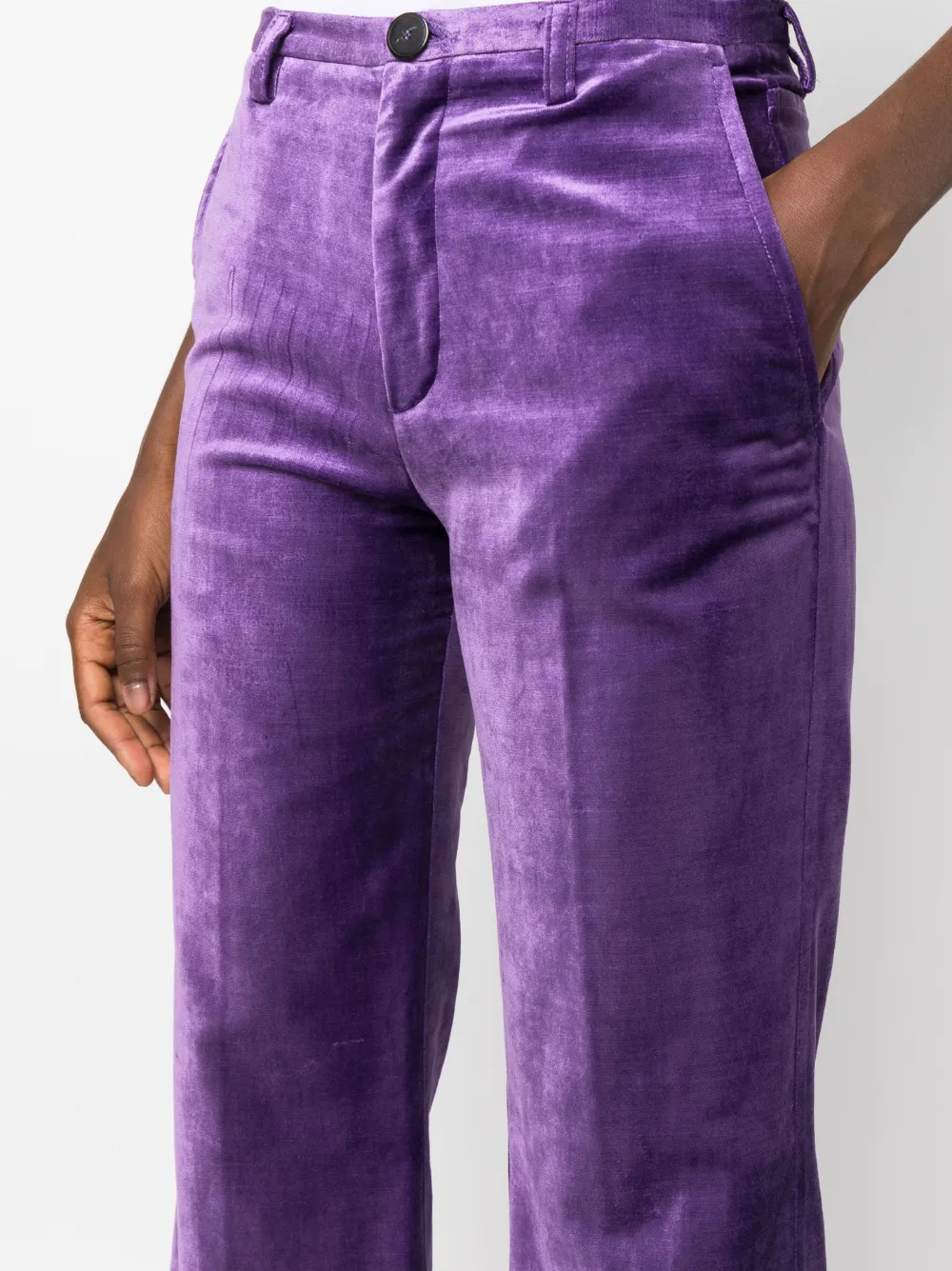 Shop Forte Forte Velvet Flared Trousers In Purple