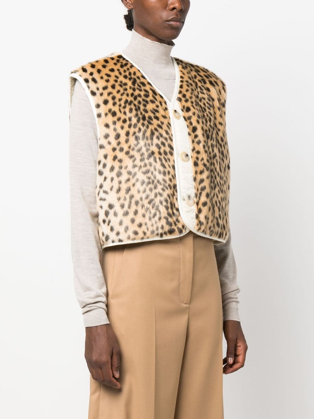 Shop Forte Forte Reversible Cheetah-print Waistcoat In Neutrals
