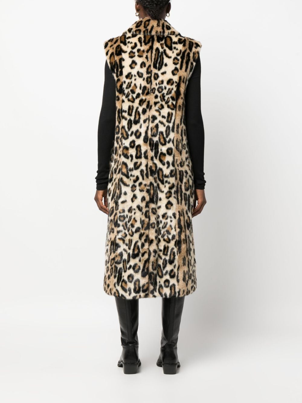 Shop Forte Forte Leopard-print Faux-fur Sleeveless Coat In Neutrals