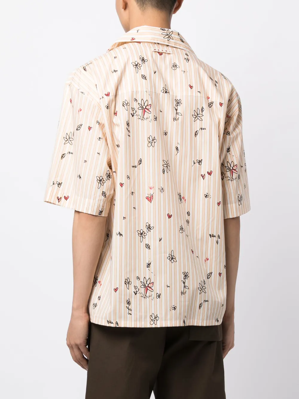 新品★MARNI オレンジフローラルストライプシャツ　半袖 Marni フローラル ストライプ シャツ | オレンジ | FARFETCH JP