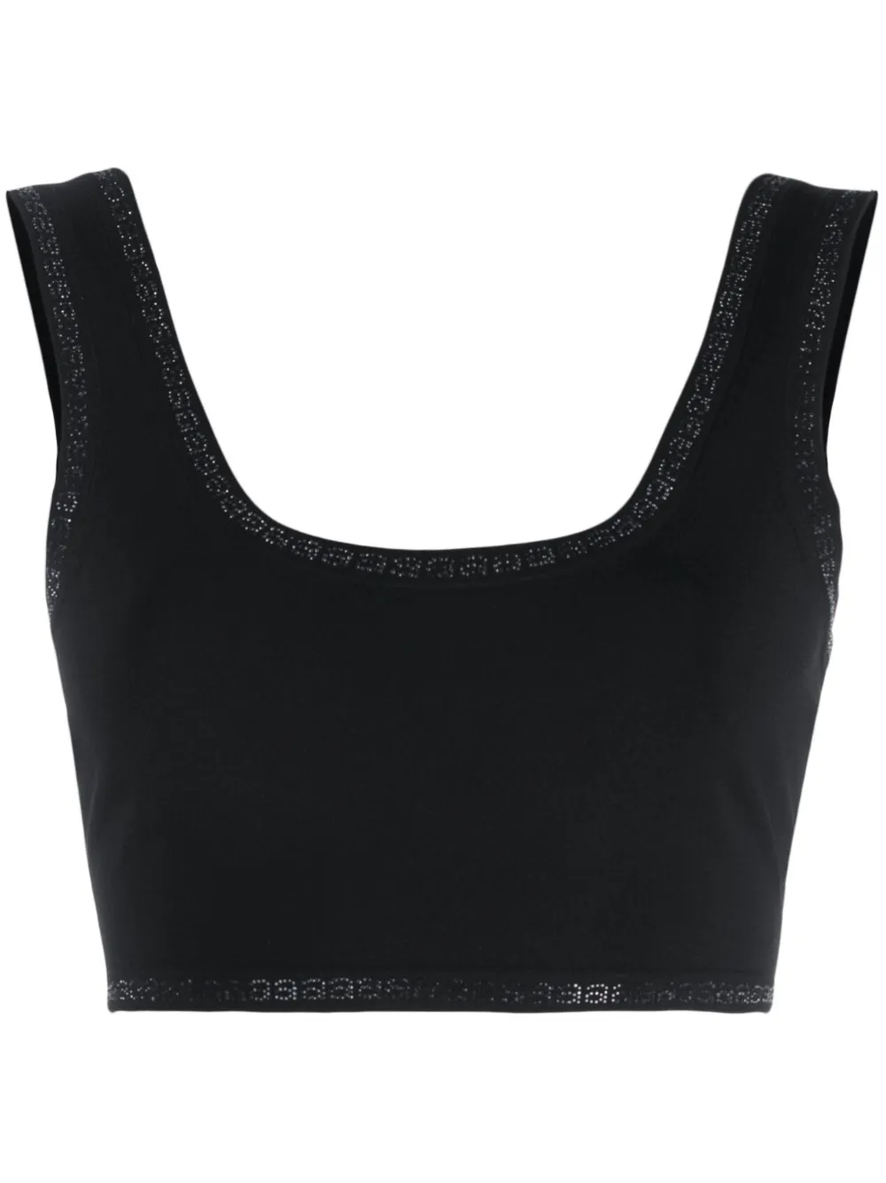 Alexander Wang Crystal-embellished Crop Top In Black